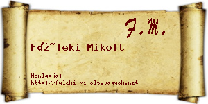Füleki Mikolt névjegykártya